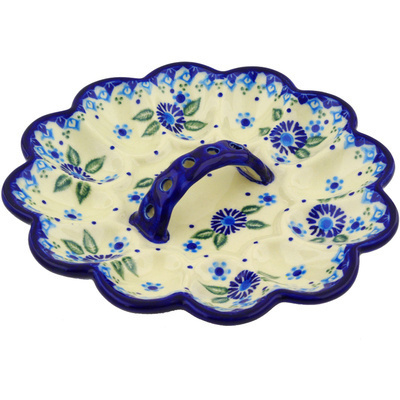 Polish Pottery Egg Plate 9&quot; Aster Patches