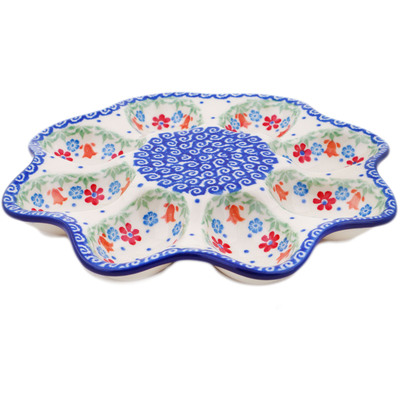 Polish Pottery Egg Plate 9&quot; Babcia&#039;s Garden
