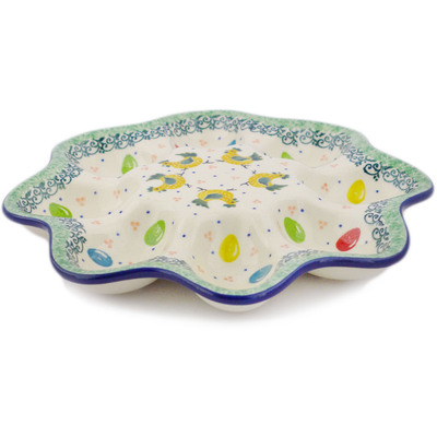Polish Pottery Egg Plate 9&quot; Egg Hunt