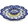 Polish Pottery Egg Plate 9&quot; Flowering Peacock