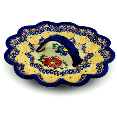 Polish Pottery Egg Plate 9&quot; Glorious Morning UNIKAT