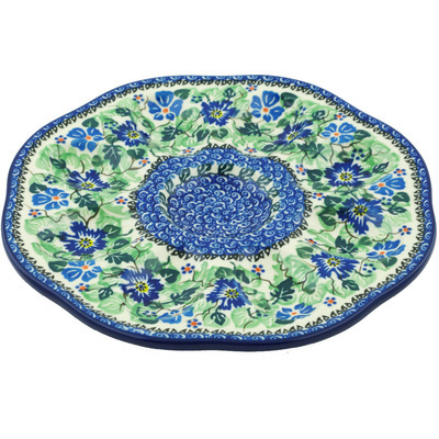 Polish Pottery Egg Plate 9&quot; Morning Glory Wreath UNIKAT