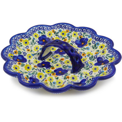 Polish Pottery Egg Plate 9&quot; Patches Of Love UNIKAT