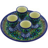 Polish Pottery Egg Server 8&quot; Mardi Gra UNIKAT