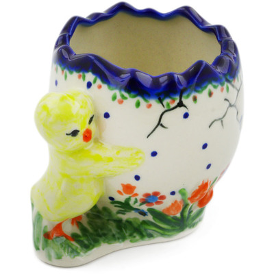 Polish Pottery Egg Shaped Jar 4&quot; Spring Flowers