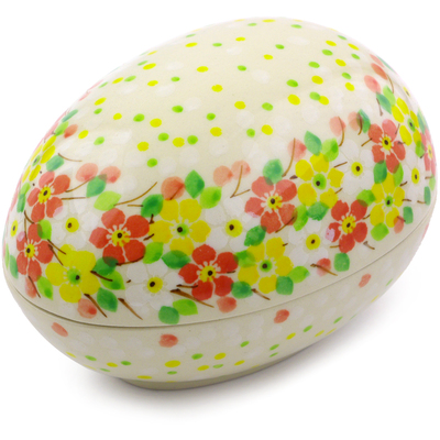 Polish Pottery Egg Shaped Jar 5&quot; Blossom Sprinkle UNIKAT