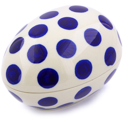 Polish Pottery Egg Shaped Jar 5&quot; Bold Polka Dots