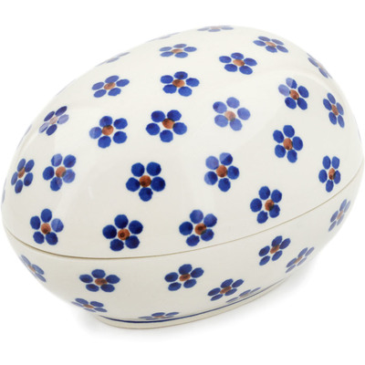 Polish Pottery Egg Shaped Jar 5&quot; Daisy Dots