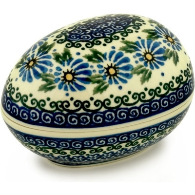 Polish Pottery Egg Shaped Jar 5&quot; Marigold Morning