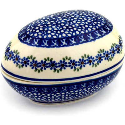 Polish Pottery Egg Shaped Jar 5&quot; Wildflower Garland