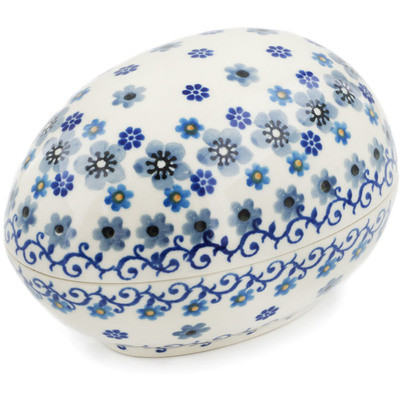 Polish Pottery Egg Shaped Jar 5&quot; Winter Vinery