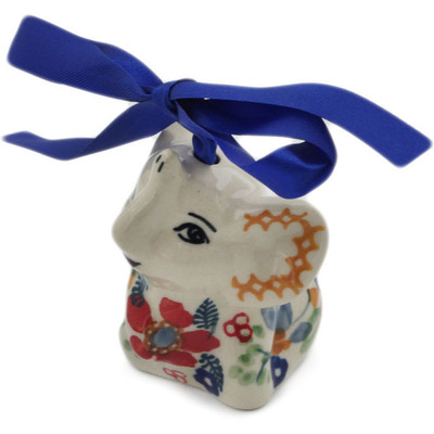 Polish Pottery Elephant Figurine 2&quot; Summer Bouquet UNIKAT