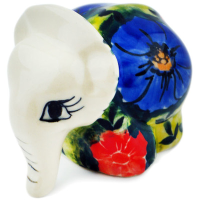 Polish Pottery Elephant Figurine 3&quot; Blue Provance UNIKAT