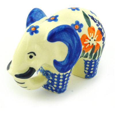 Polish Pottery Elephant Figurine 3&quot;