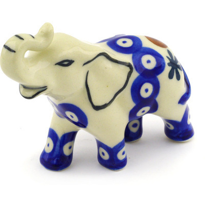 Polish Pottery Elephant Figurine 3&quot; Mosquito