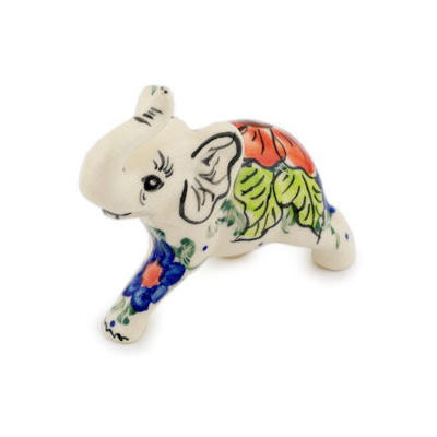 Polish Pottery Elephant Figurine 3&quot; Summertime Blues UNIKAT