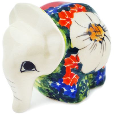 Polish Pottery Elephant Figurine 3&quot; White Provence UNIKAT