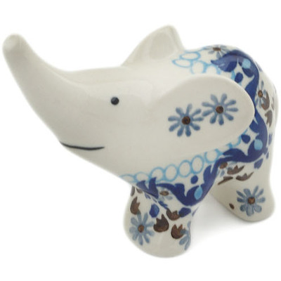 Polish Pottery Elephant Figurine 4&quot; Blue Ice
