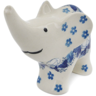 Polish Pottery Elephant Figurine 4&quot; Blue Spring