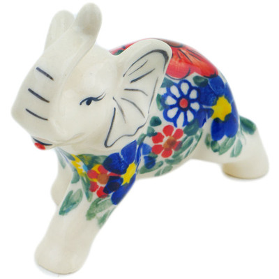 Polish Pottery Elephant Figurine 4&quot; Bold Sights UNIKAT