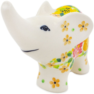 Polish Pottery Elephant Figurine 4&quot; Bright Spring UNIKAT
