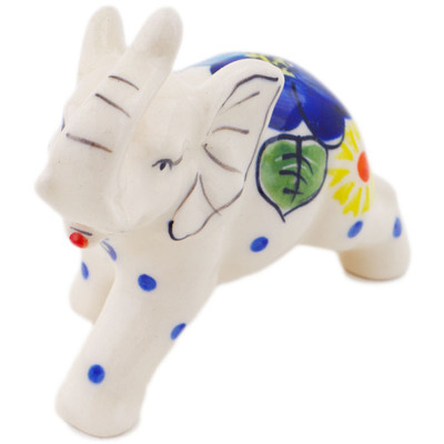 Polish Pottery Elephant Figurine 4&quot; Endless Summer UNIKAT