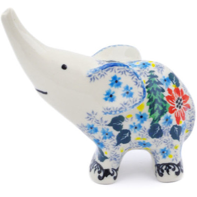 Polish Pottery Elephant Figurine 4&quot; Hidden Cottage UNIKAT