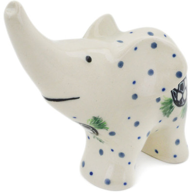 Polish Pottery Elephant Figurine 4&quot; Kickin&#039; It