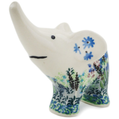 Polish Pottery Elephant Figurine 4&quot; Lavender Meadow UNIKAT