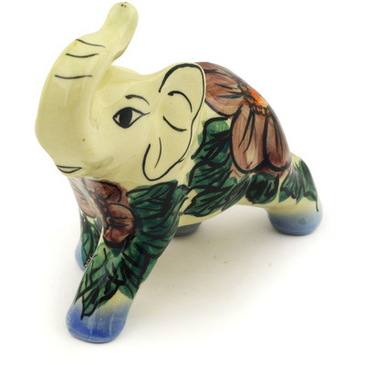 Polish Pottery Elephant Figurine 4&quot; Midnight Glow UNIKAT