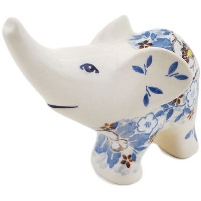 Polish Pottery Elephant Figurine 4&quot; Pansy Parade UNIKAT