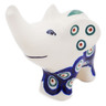 Polish Pottery Elephant Figurine 4&quot; Peacock Leaves