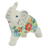 Polish Pottery Elephant Figurine 4&quot; Ring Of Meadow Flowers