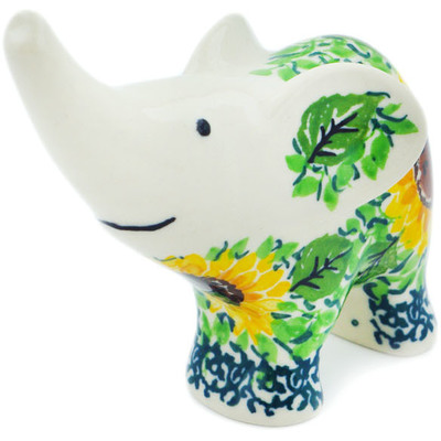 Polish Pottery Elephant Figurine 4&quot; Summer Sunnies UNIKAT