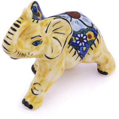 Polish Pottery Elephant Figurine 5&quot; UNIKAT