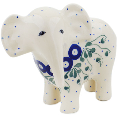 Polish Pottery Elephant Figurine 6&quot; Bleeding Heart Peacock