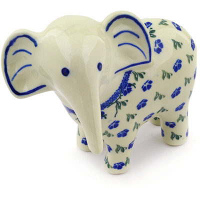 Polish Pottery Elephant Figurine 6&quot; Blue Breeze