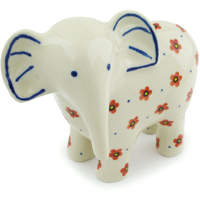 Polish Pottery Elephant Figurine 6&quot; Flower Shower