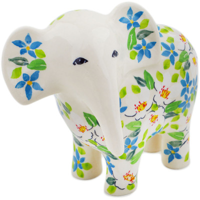 Polish Pottery Elephant Figurine 6&quot; Green With Envy UNIKAT