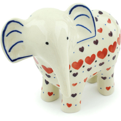 Polish Pottery Elephant Figurine 6&quot; Love All Around