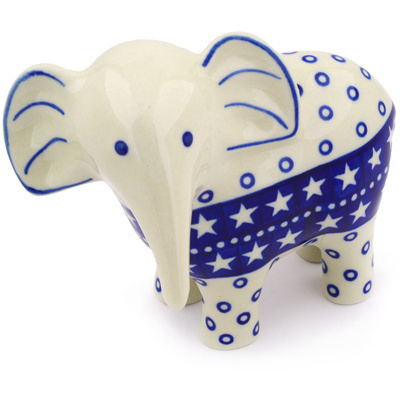 Polish Pottery Elephant Figurine 6&quot; Midnight Stars