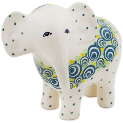 Polish Pottery Elephant Figurine 6&quot; Radiant Rounds