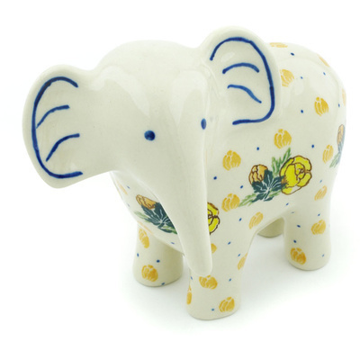 Polish Pottery Elephant Figurine 6&quot; Spring Flowers