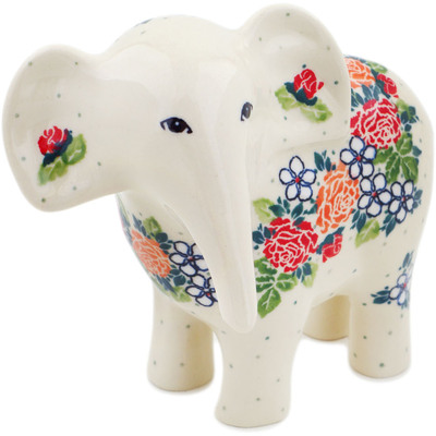 Polish Pottery Elephant Figurine 6&quot; Spring&#039;s Arrival