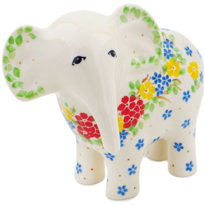 Polish Pottery Elephant Figurine 6&quot; Sunny Spring