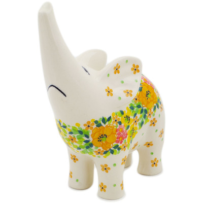 Polish Pottery Elephant Figurine 7&quot; Bright Spring UNIKAT