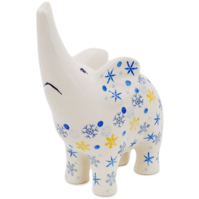 Polish Pottery Elephant Figurine 7&quot; Snow Is Falling