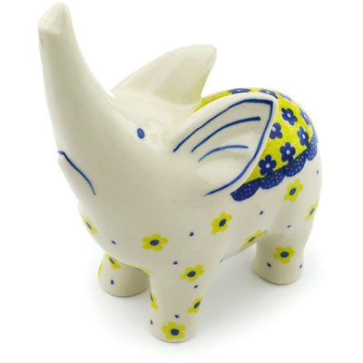 Polish Pottery Elephant Figurine 7&quot; Sunshine