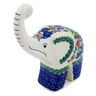 Polish Pottery Elephant Figurine 8&quot; Cobalt Water Meadow UNIKAT