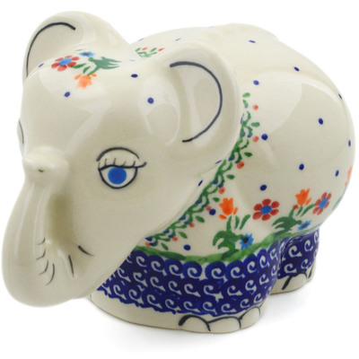 Polish Pottery Elephant Figurine 8&quot; Spring Flowers